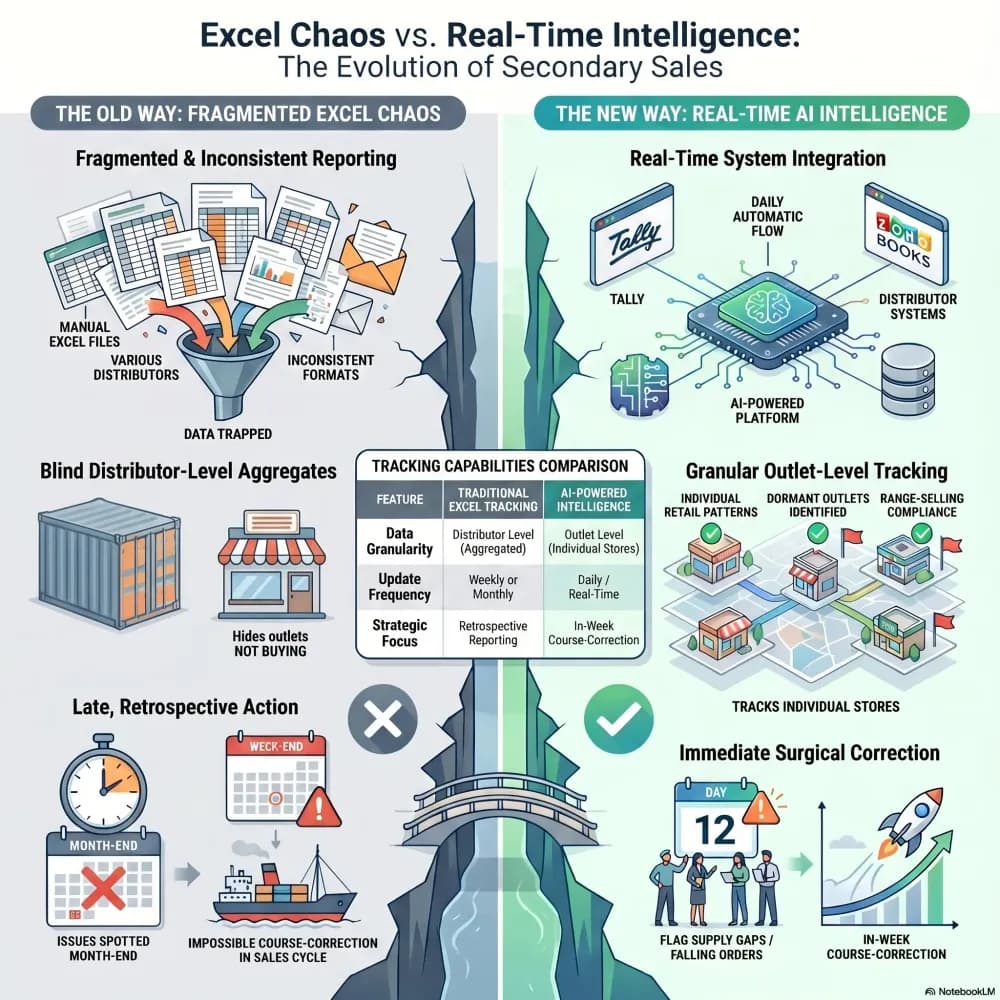 Secondary Sales Tracking: From Excel Chaos to Real-Time Outlet Intelligence